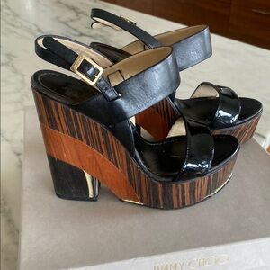 Jimmy Choo Black and Brown Platform Sandals
